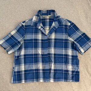 Zara Blue and White Plaid Shirt